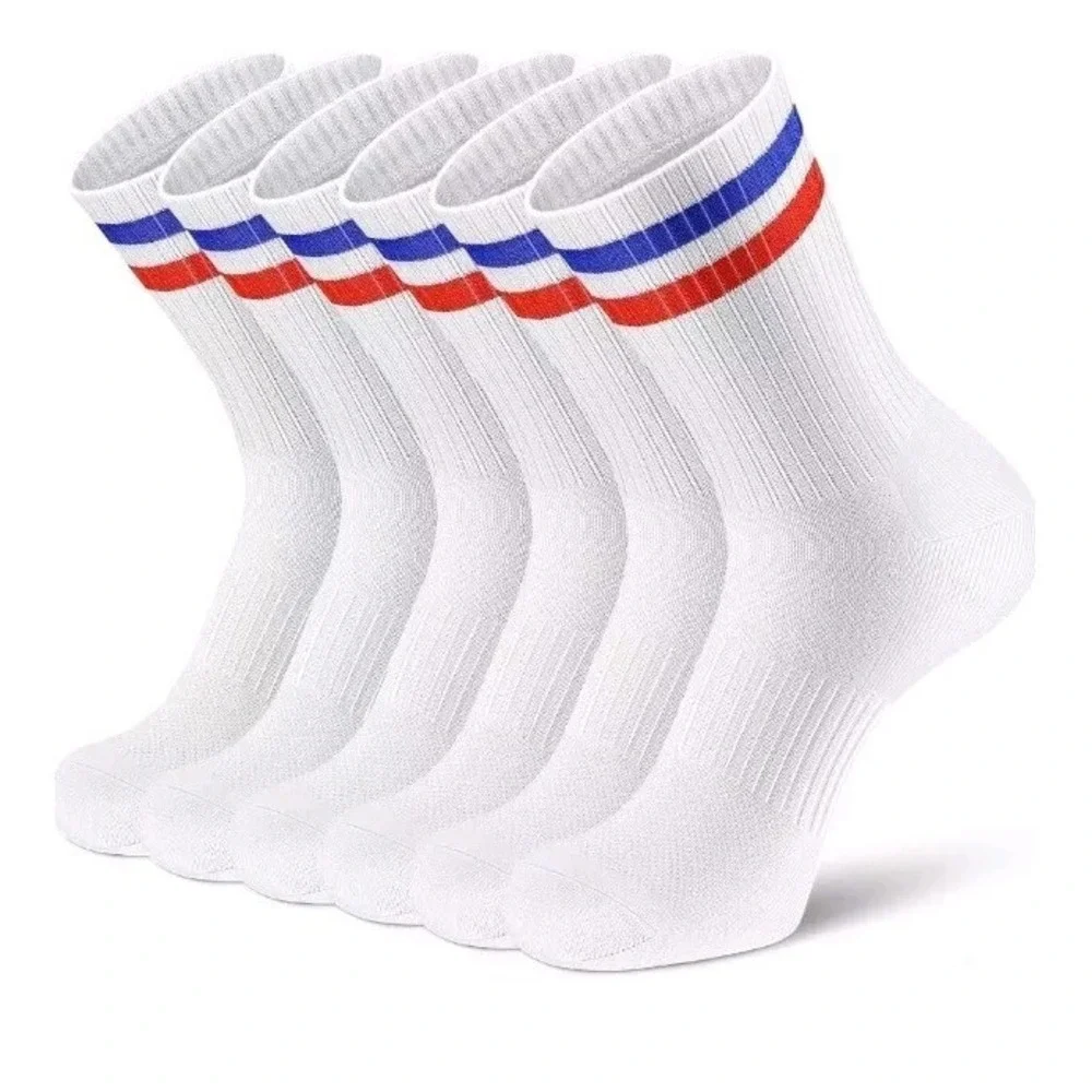 Airacker Athletic Socks Sport Running Calf Performance 9-12,‎ White 6 Pack